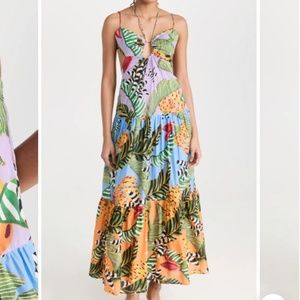 Farm Rio Mixed Striped Bananas Maxi Dress - NWT S